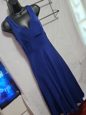 EUC Sz8 J. Crew Cobalt Blue Wrap Bodice Midi Silk Dress